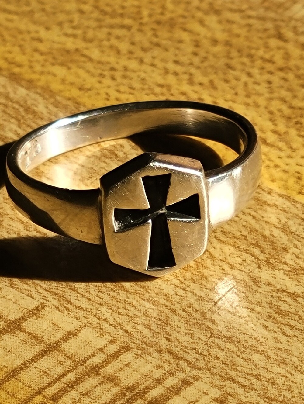 Vintage 925 Sterling Silver Maltese Cross Signet Ring Size 5